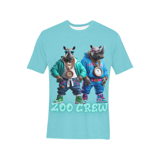 The Zoo Crew Rhinos Teal Men's All Over Print T-shirt (ModelT63)(Made in Queen)